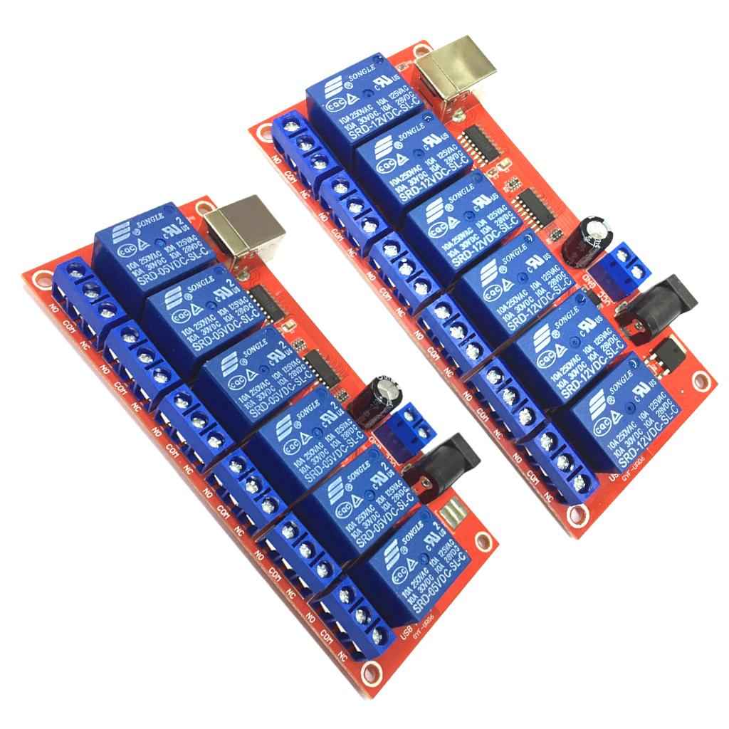 6 Channel USB Relay Module Board Optocoupler Computer Control For Arduino 12V
