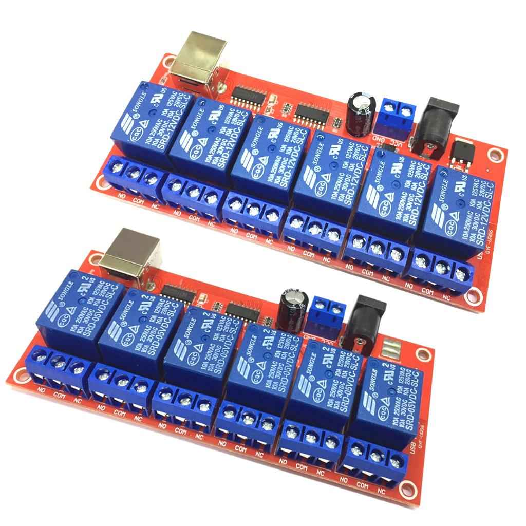 6 Channel USB Relay Module Board Optocoupler Computer Control For Arduino 12V