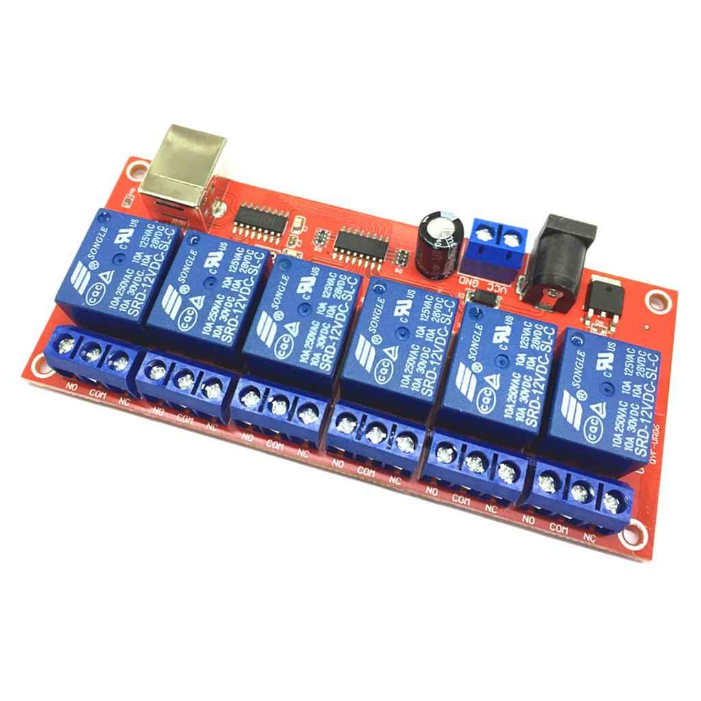 6 Channel USB Relay Module Board Optocoupler Computer Control For Arduino 12V