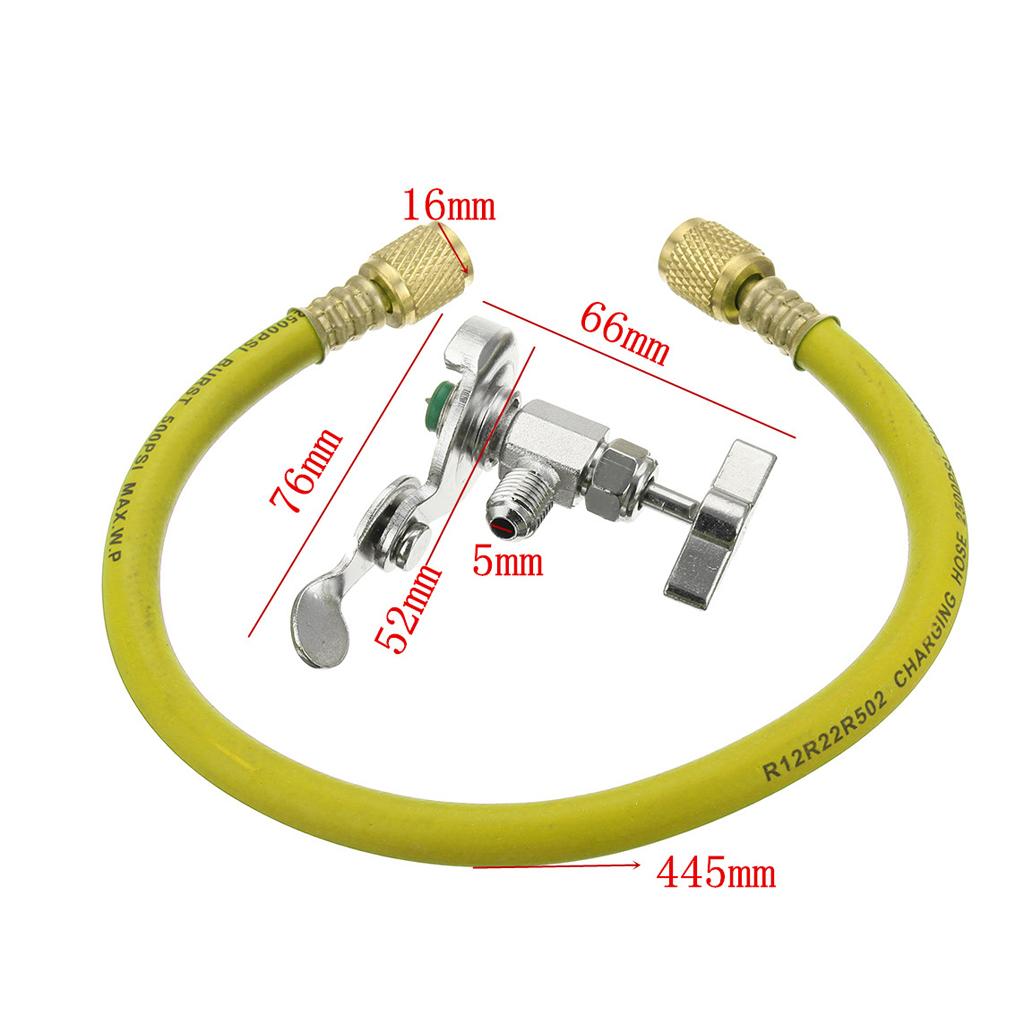 Car R12 R22 Can Tap Tapper Air Conditioning Refrigerant Recharge Hose Kit Yellow