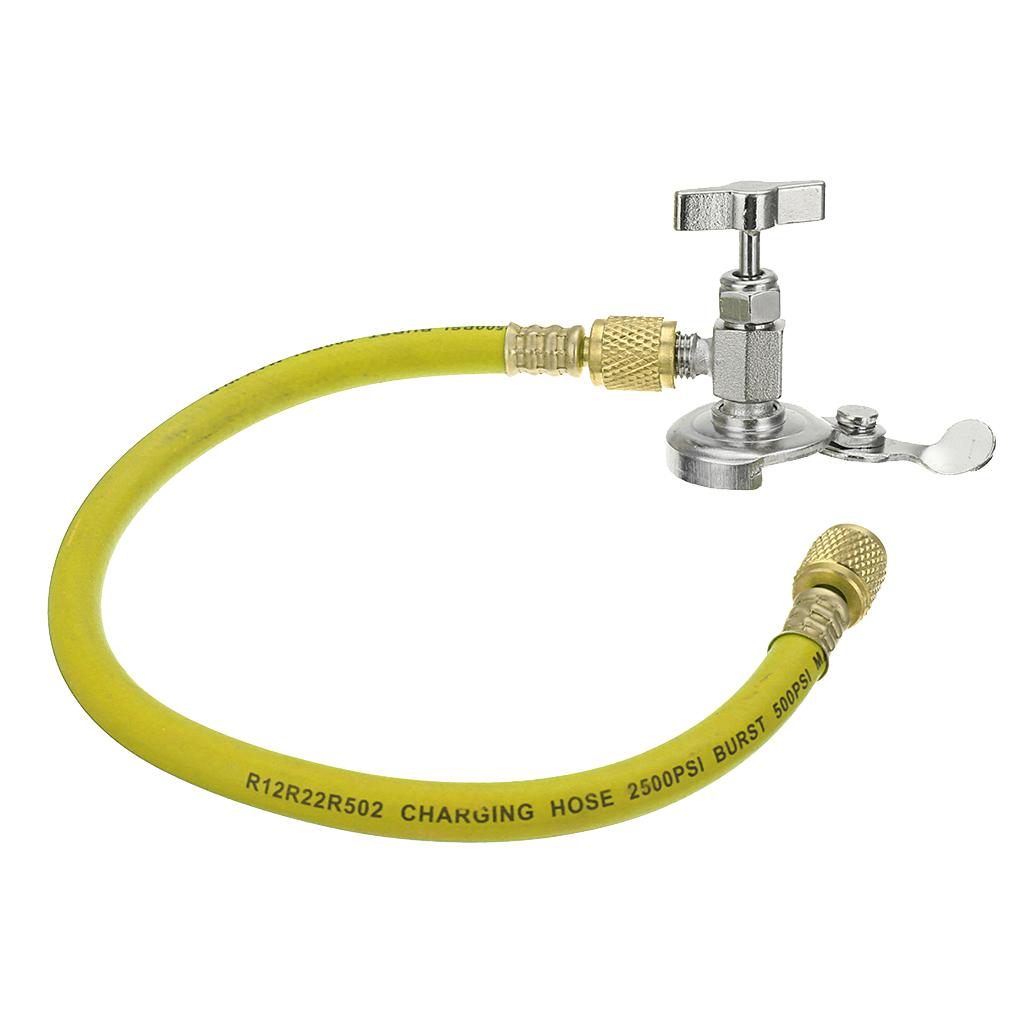 Car R12 R22 Can Tap Tapper Air Conditioning Refrigerant Recharge Hose Kit Yellow