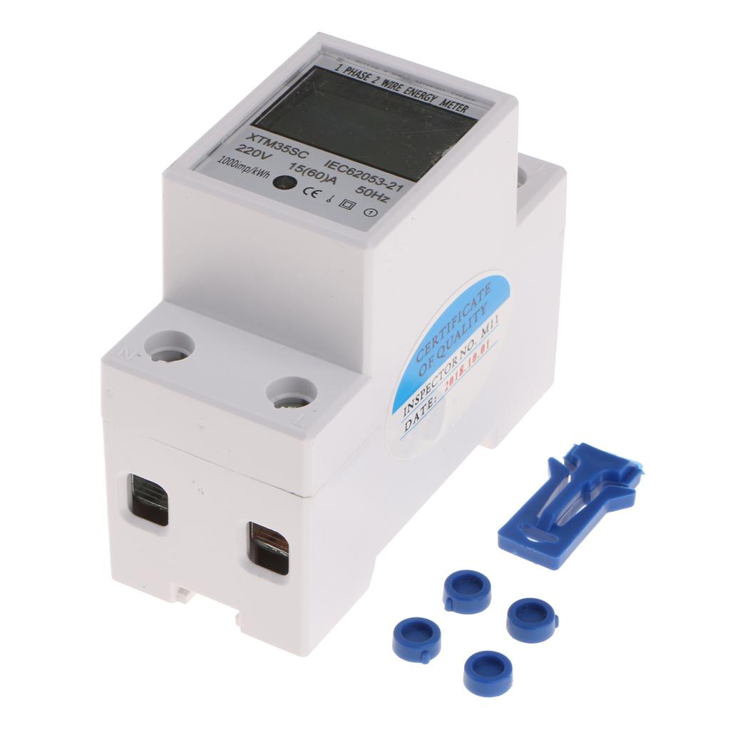 220V Din-rail Energy Meter Din Rail KWH Watt Hour Meter LCD 1 Phase 15（60A）	