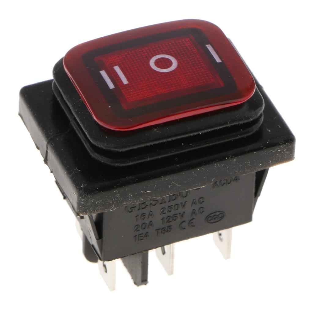 KCD4 On-Off-On 6Pin 220V LED Marine Rocker Toggle Switch Waterproof Red