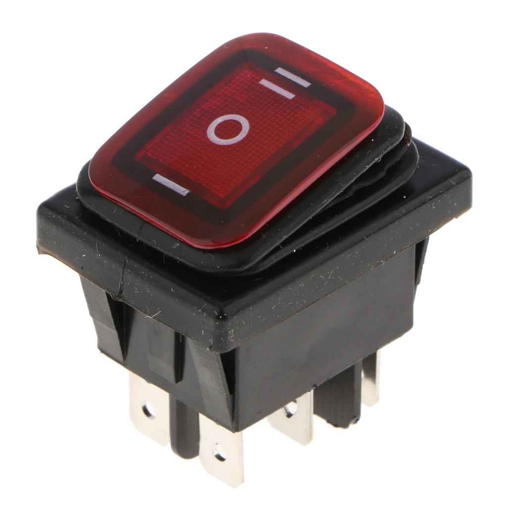 KCD4 On-Off-On 6Pin 220V LED Marine Rocker Toggle Switch Waterproof Red