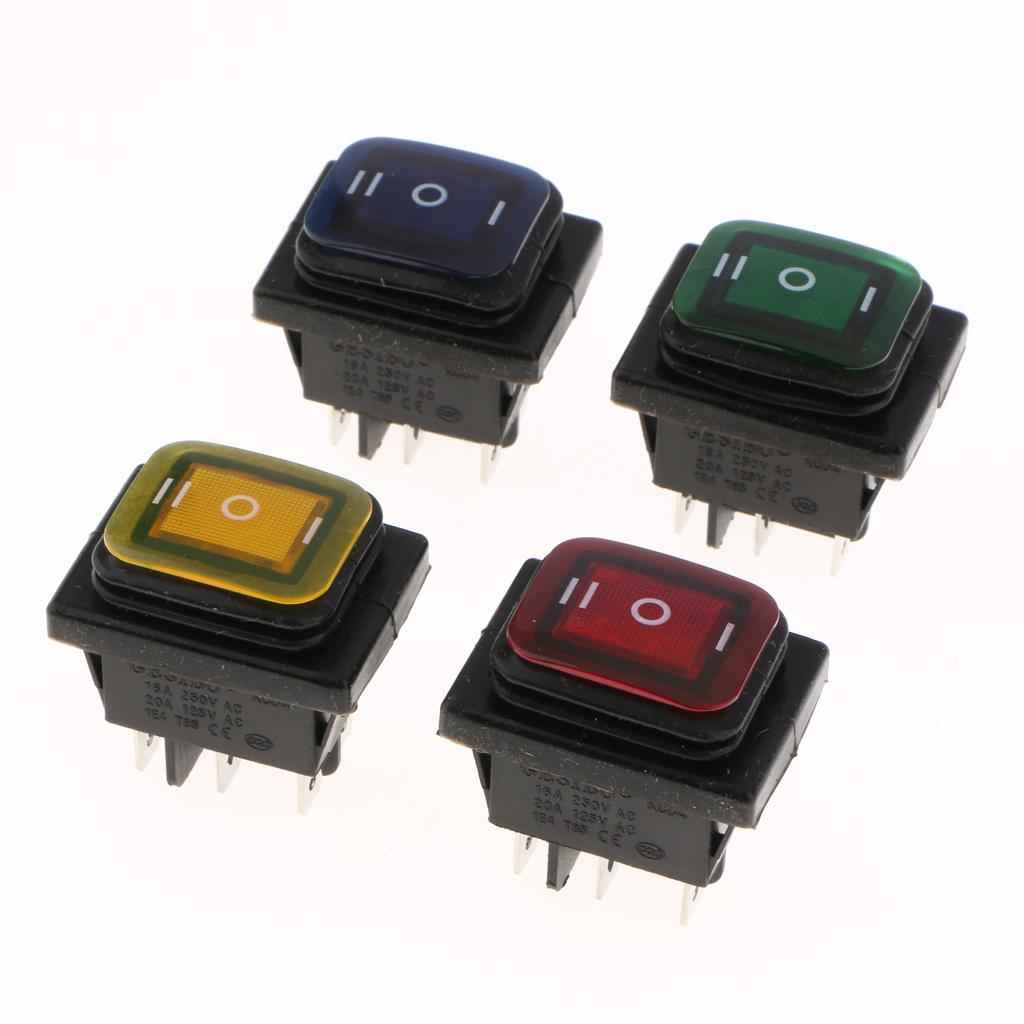 KCD4 On-Off-On 6Pin 220V LED Marine Rocker Toggle Switch Waterproof Red