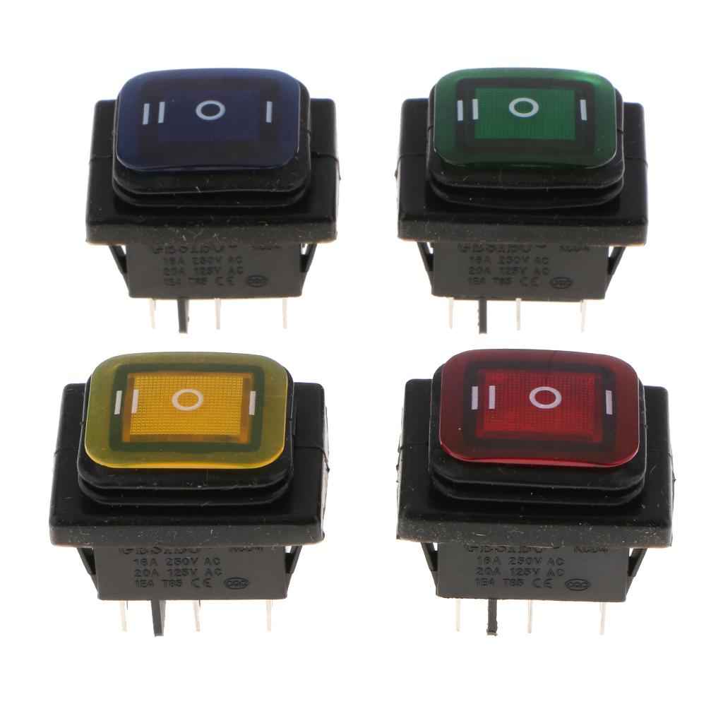 KCD4 On-Off-On 6Pin 220V LED Marine Rocker Toggle Switch Waterproof Red