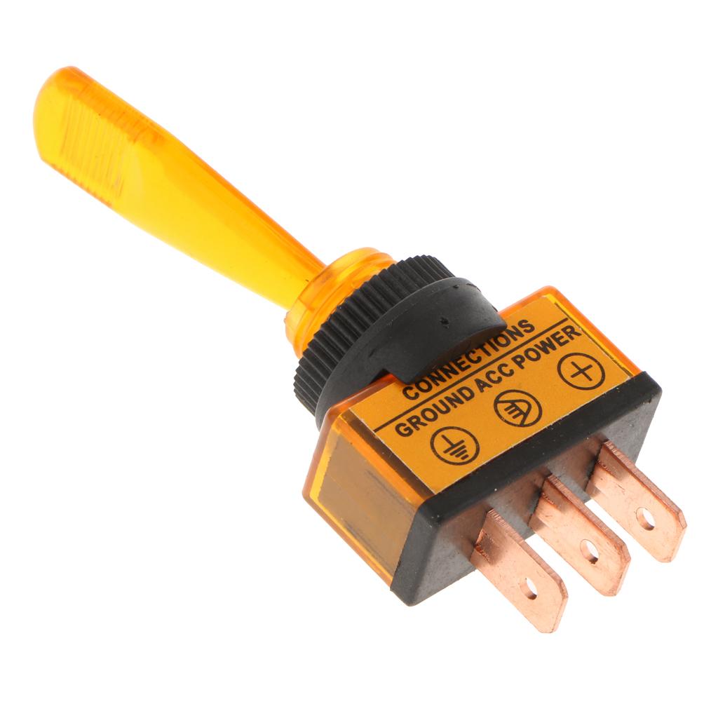 12V 20A LED Light OFF/ON SPST Toggle Rocker Switch 3Pin Car Boat Sales Yellow