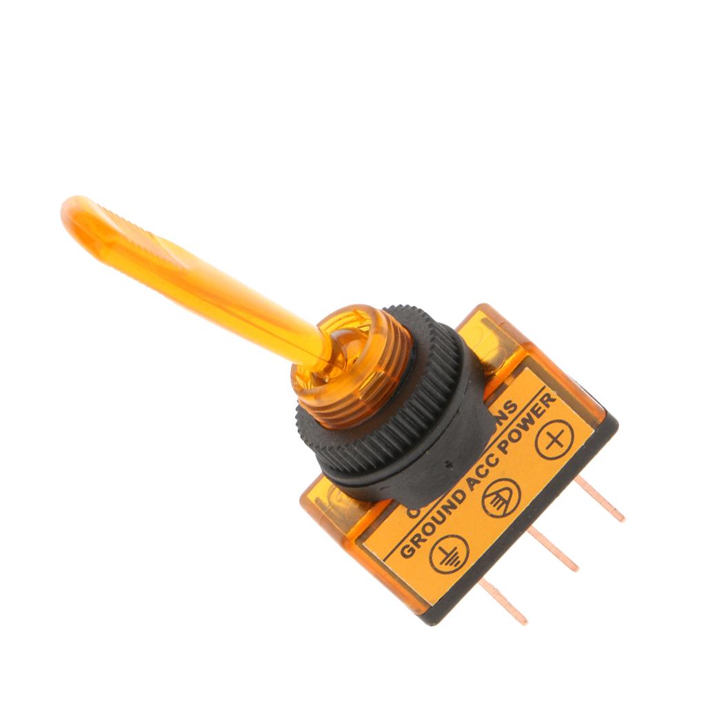 12V 20A LED Light OFF/ON SPST Toggle Rocker Switch 3Pin Car Boat Sales Yellow