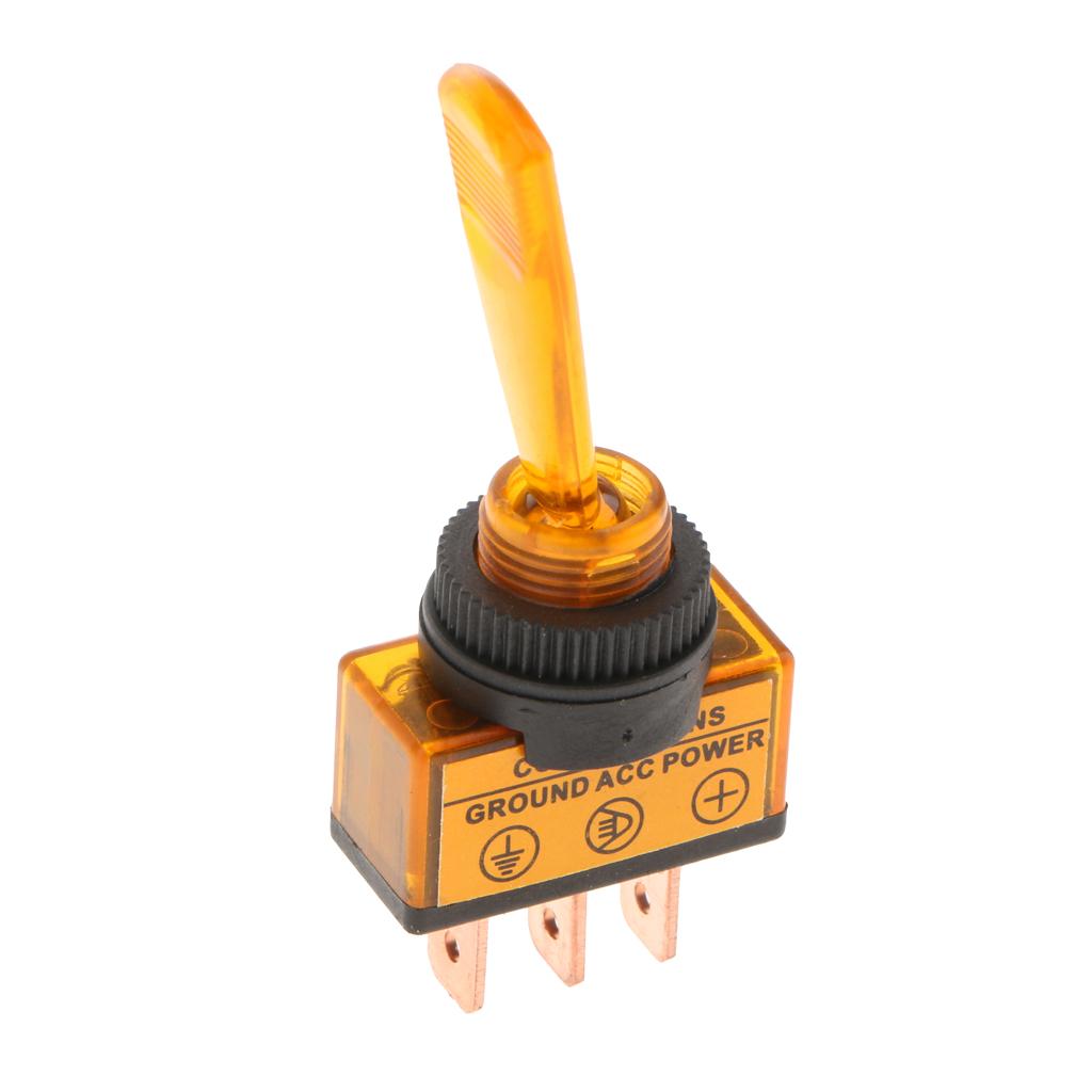 12V 20A LED Light OFF/ON SPST Toggle Rocker Switch 3Pin Car Boat Sales Yellow