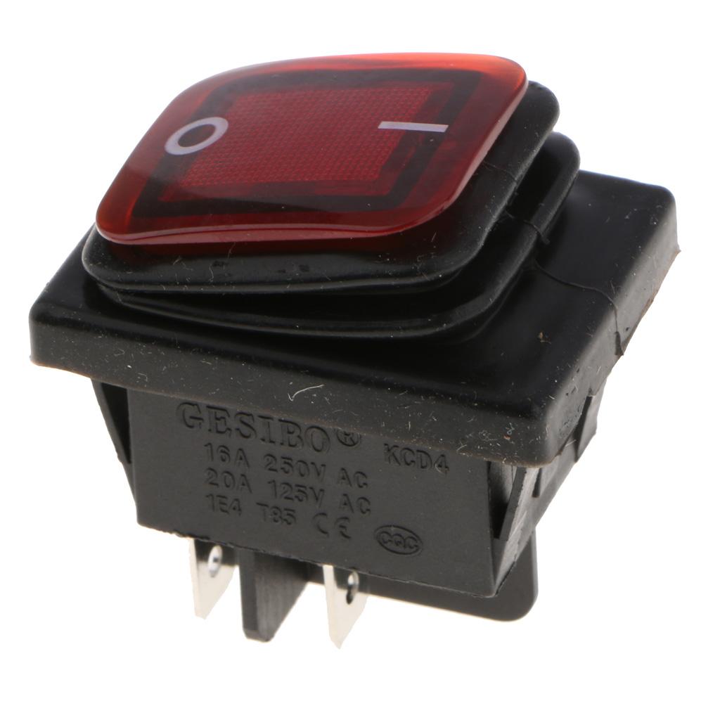 4 Pin On-Off Car Boat Lighted Rocker Toggle Switch Waterproof 12V Red