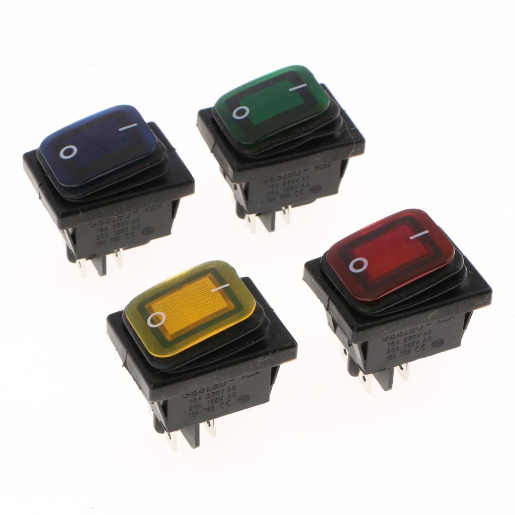 4 Pin On-Off Car Boat Lighted Rocker Toggle Switch Waterproof 12V Red