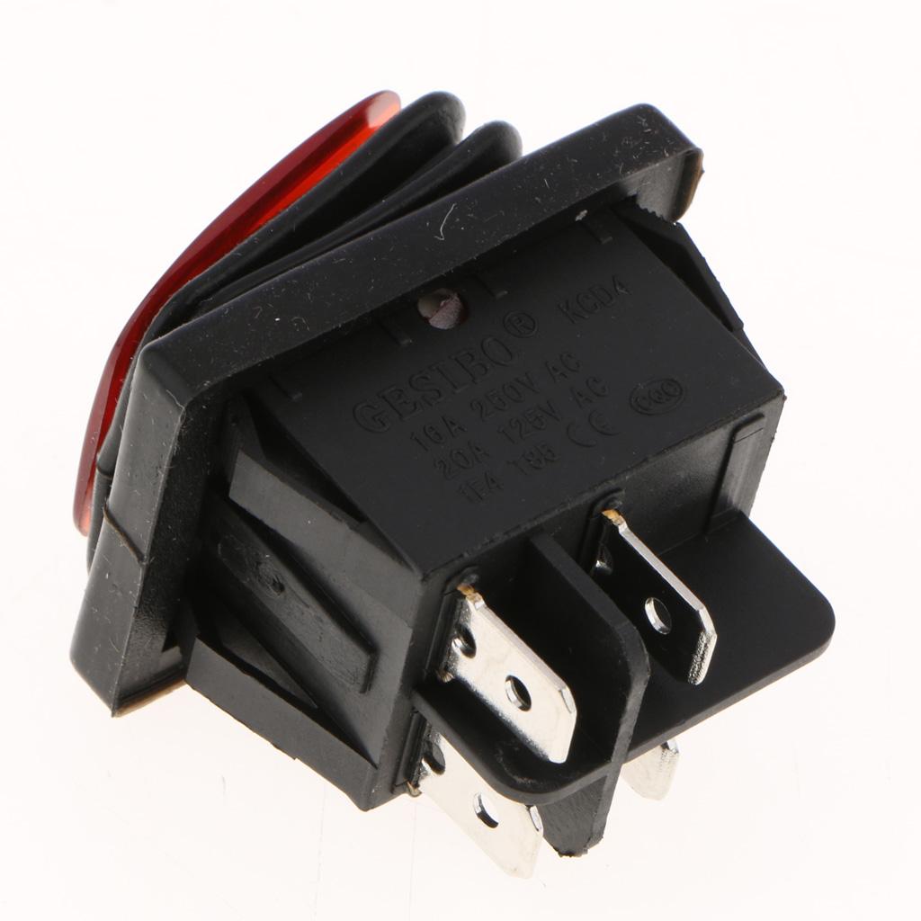 4 Pin On-Off Car Boat Lighted Rocker Toggle Switch Waterproof 12V Red