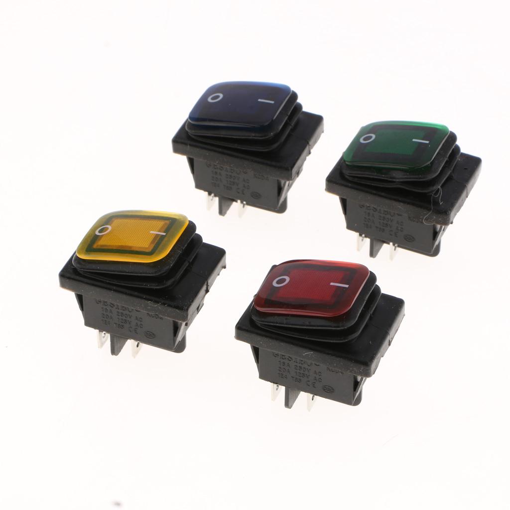4 Pin On-Off Car Boat Lighted Rocker Toggle Switch Waterproof 12V Red