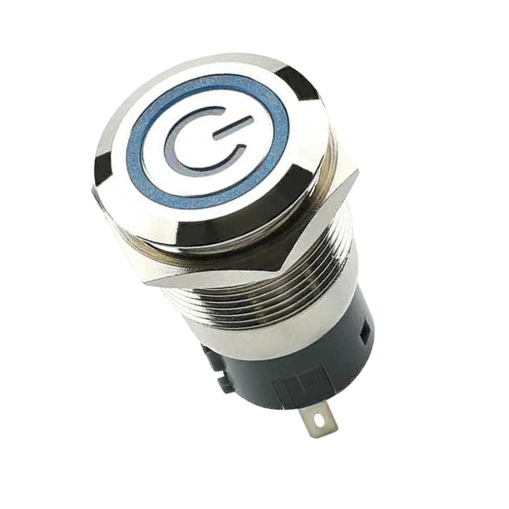 19mm 12V Falt Head Self Reset Stainless Steel Push Button Switch IP67