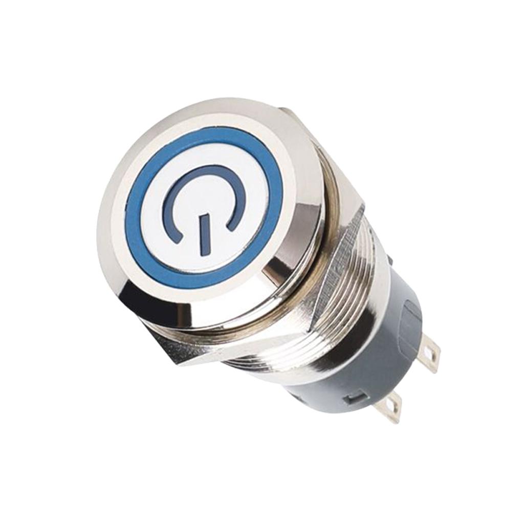 19mm 12V Falt Head Self Reset Stainless Steel Push Button Switch IP67