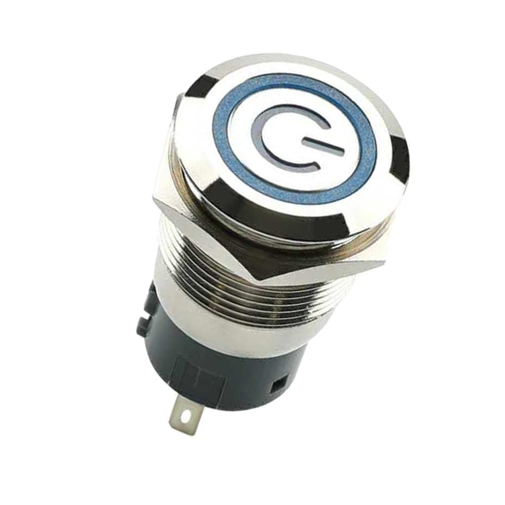19mm 12V Falt Head Self Reset Stainless Steel Push Button Switch IP67