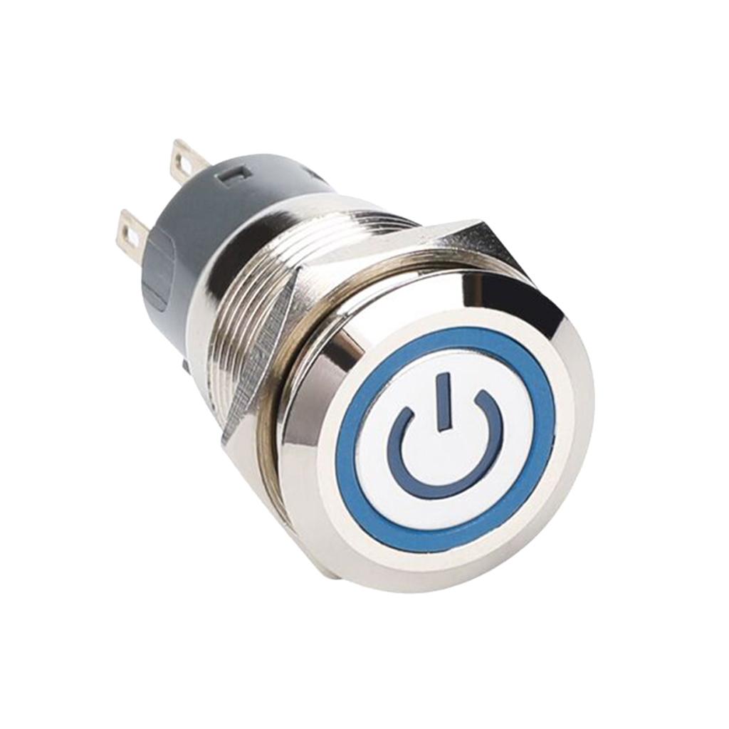 19mm 12V Falt Head Self Reset Stainless Steel Push Button Switch IP67