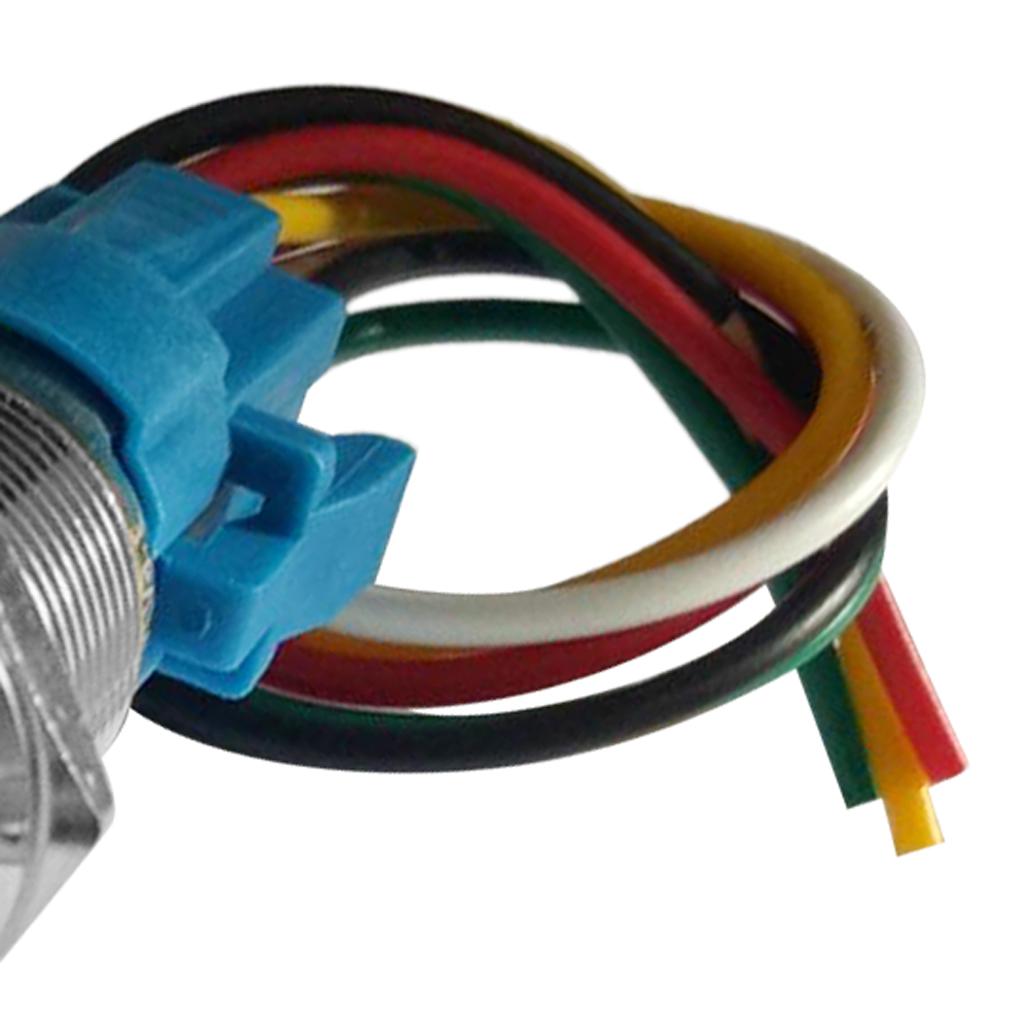 220V LED 16mm Self-lock Push Button Switch IP65 with Wire Connector Yellow