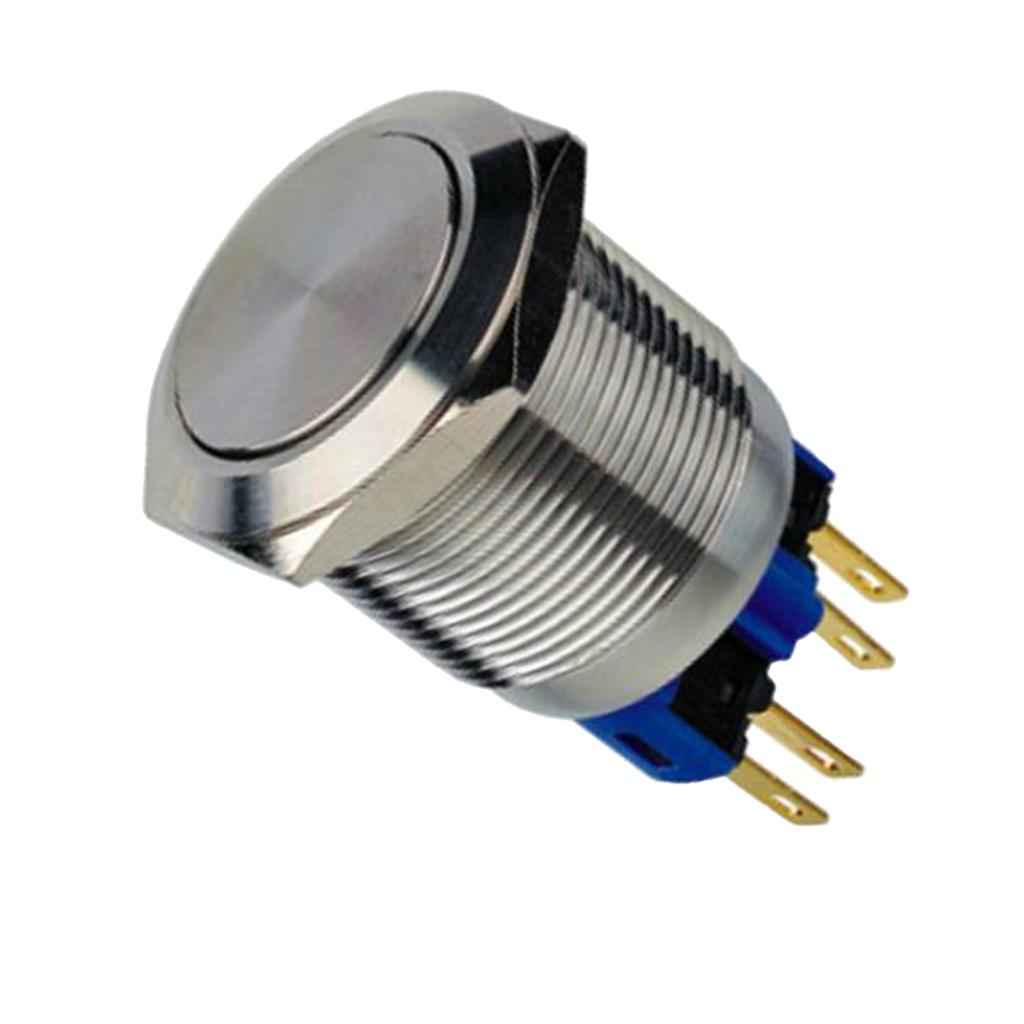 22mm 250V Falt Self-reset Stainless Steel Push Button Switch IP67 1NO1NC