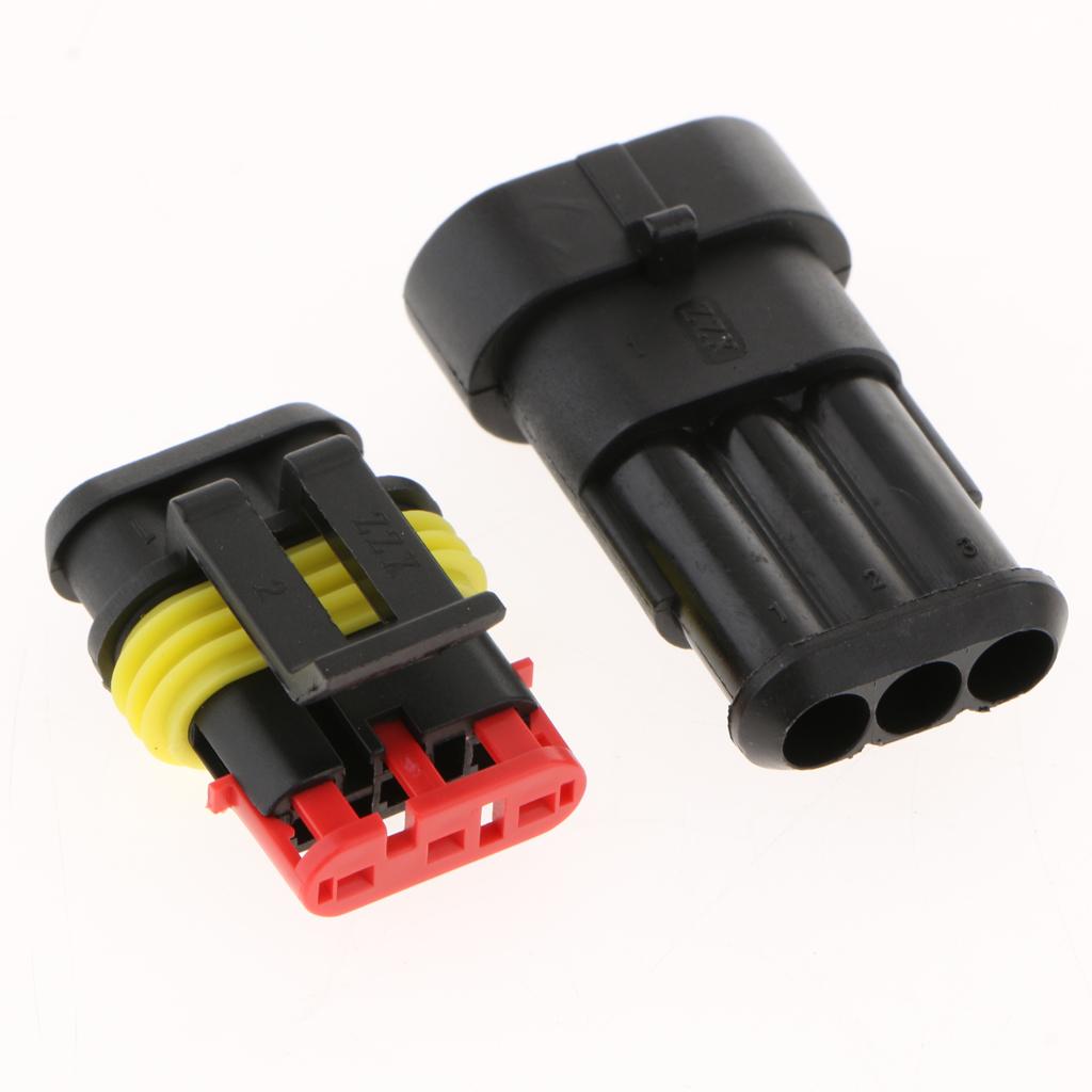 3pcs Car Auto Sealed Waterproof Electrical Wire Connector Plug 3P