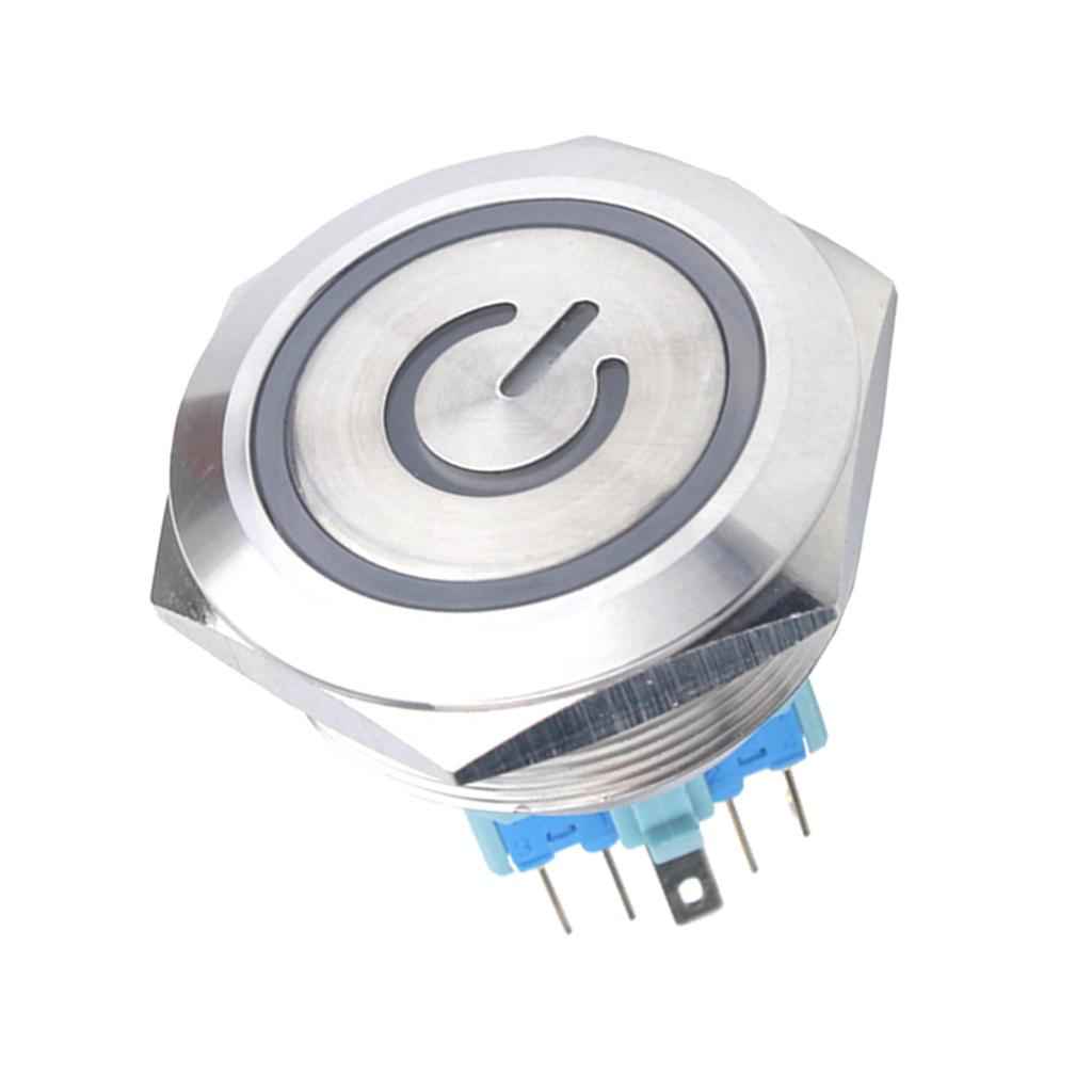 30mm Blue LED Metal Push Button Switch,12V Flat Head,1NO 1NC  Self-reset