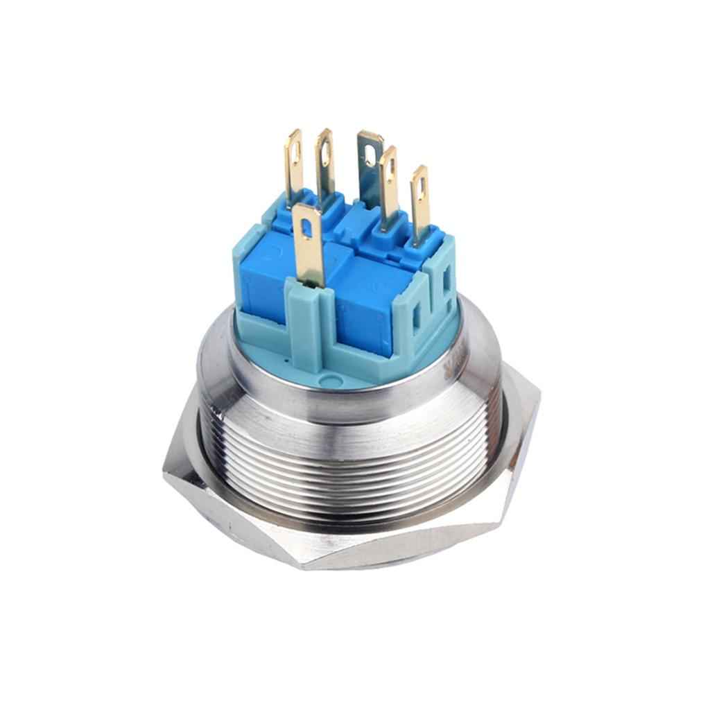 30mm Blue LED Metal Push Button Switch,12V Flat Head,1NO 1NC  Self-reset