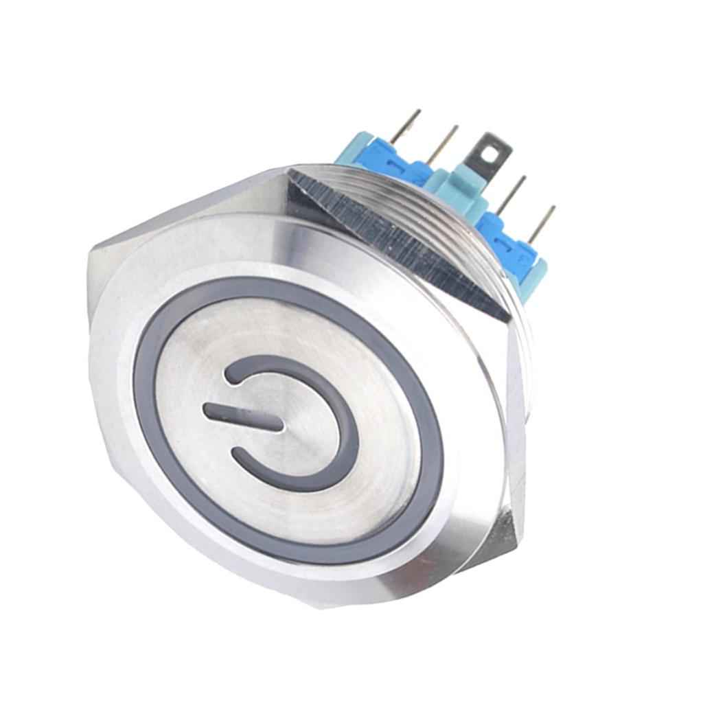 30mm Blue LED Metal Push Button Switch,12V Flat Head,1NO 1NC  Self-reset
