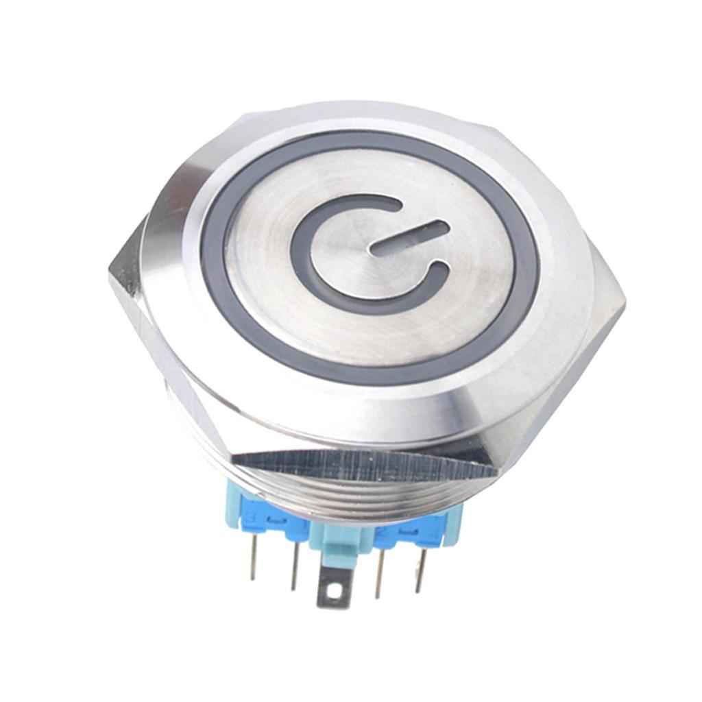 30mm Blue LED Metal Push Button Switch,12V Flat Head,1NO 1NC  Self-reset