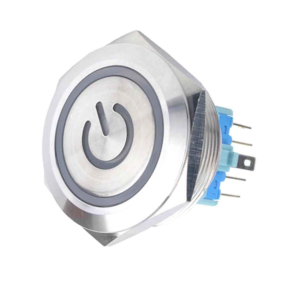 30mm Blue LED Metal Push Button Switch,12V Flat Head,1NO 1NC  Self-reset