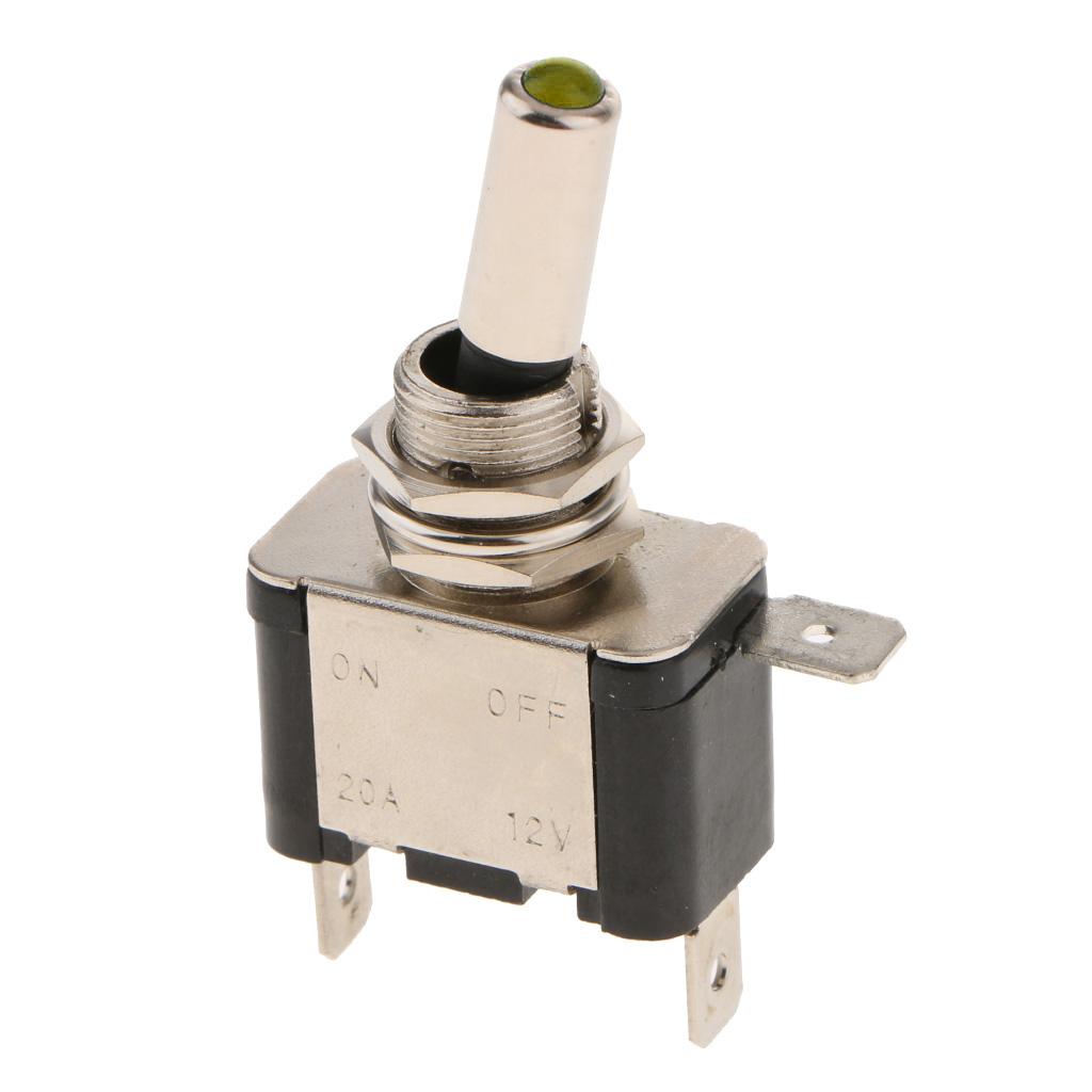 12V 20A 3pin Mini LED Toggle Flick Switch ON/OFF SPST For Car Dash Yellow
