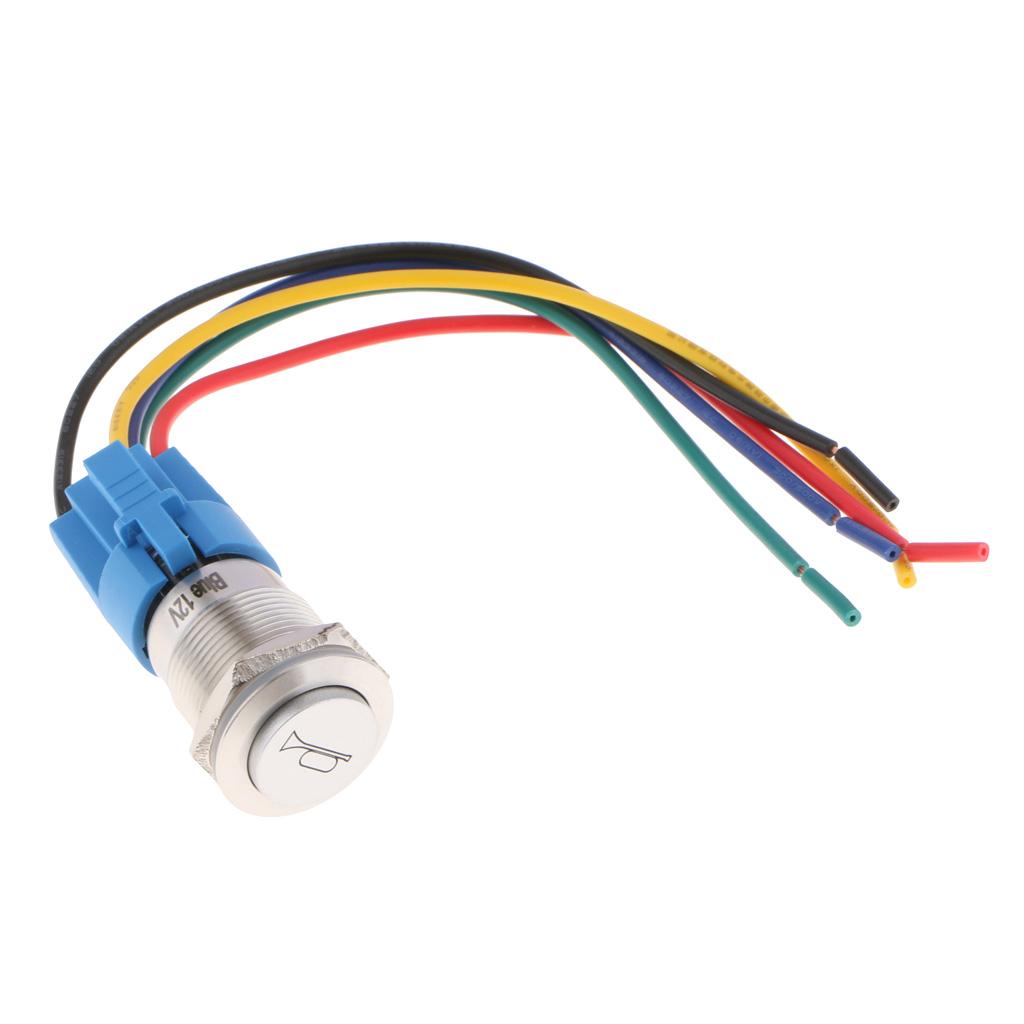 Universal Car Boat Automobile Switch Horn On/Off LED Speaker Switches Blue