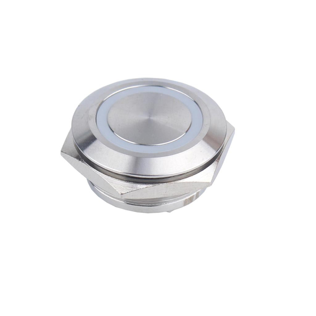 DC 12V 25mm Stainless Steel Momentary Push Button Switch Blue LED Ring 1NO