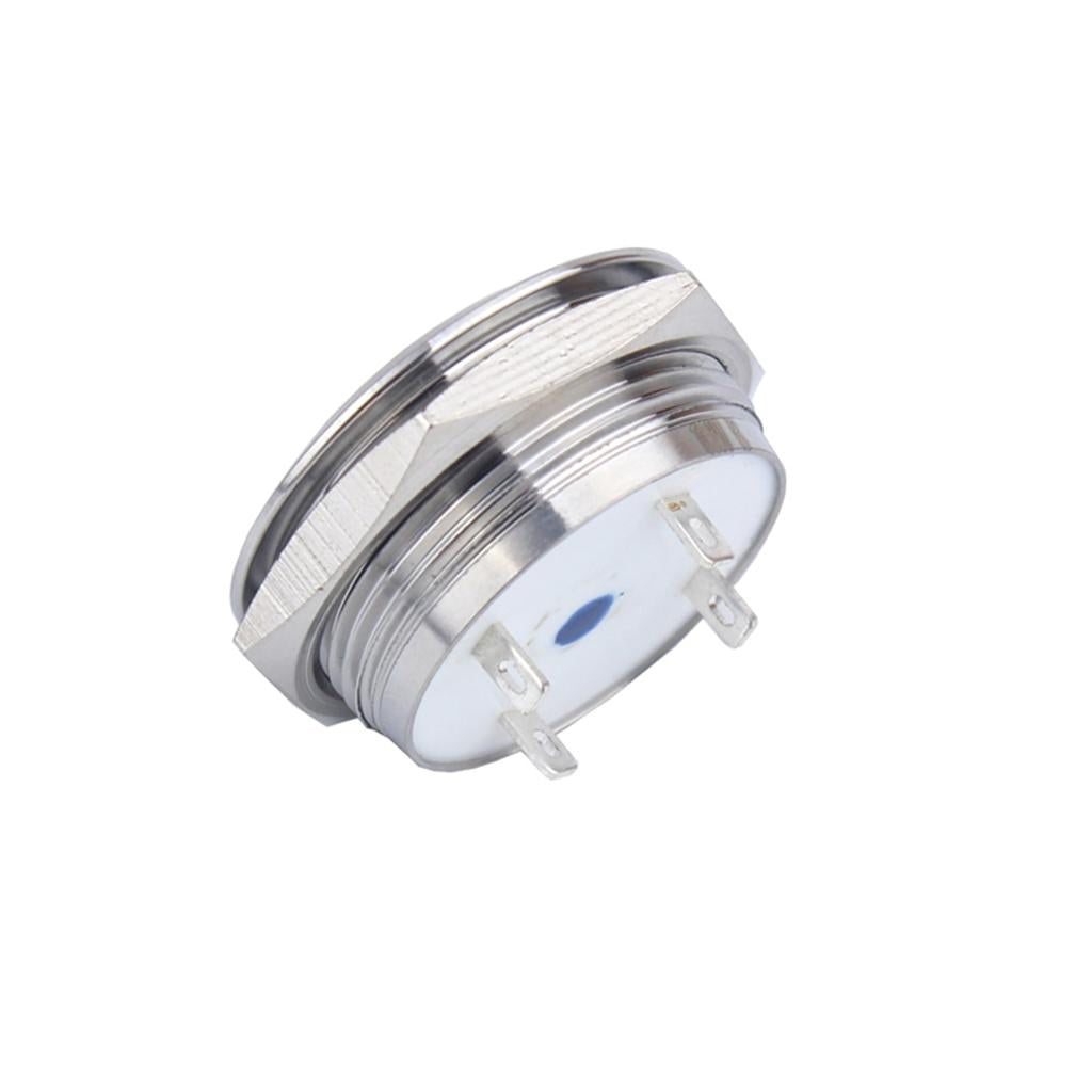 DC 12V 25mm Stainless Steel Momentary Push Button Switch Blue LED Ring 1NO