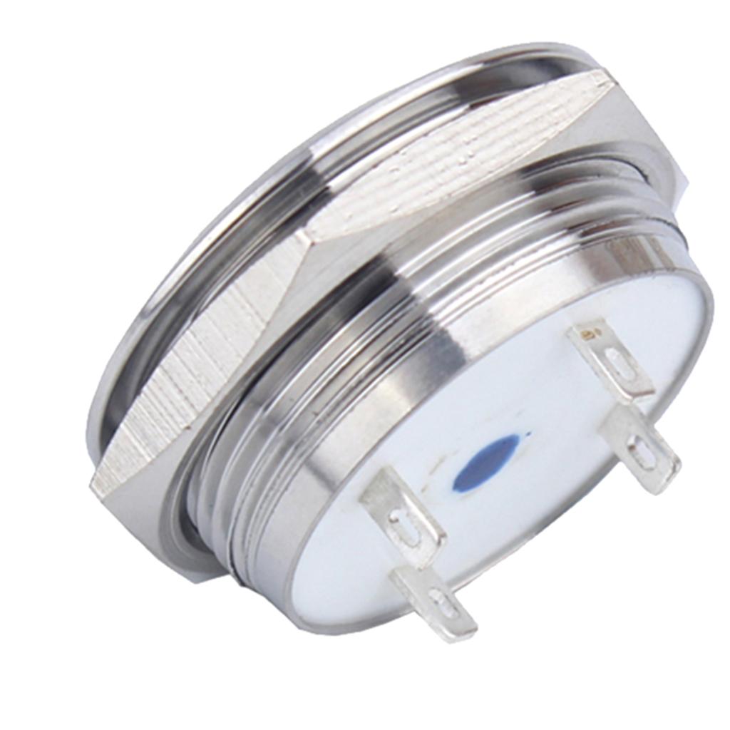DC 12V 25mm Stainless Steel Momentary Push Button Switch Blue LED Ring 1NO