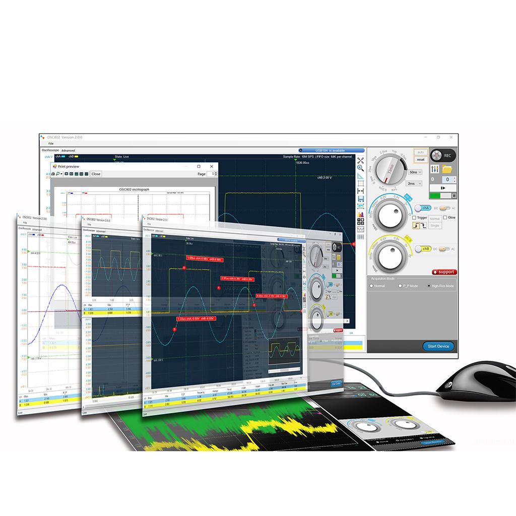 OSC482 PC Virtual Digital Handheld Oscilloscope 2 Channel Bandwidth 20mhz