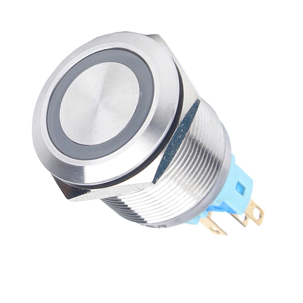 22mm Stainless Steel Push Button Switch Flat head self locking Red Light