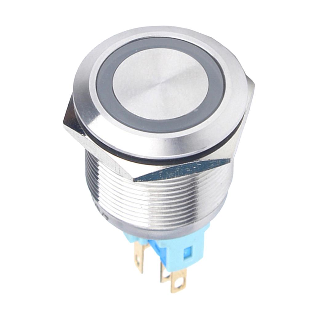 22mm Stainless Steel Push Button Switch Flat head self locking Red Light