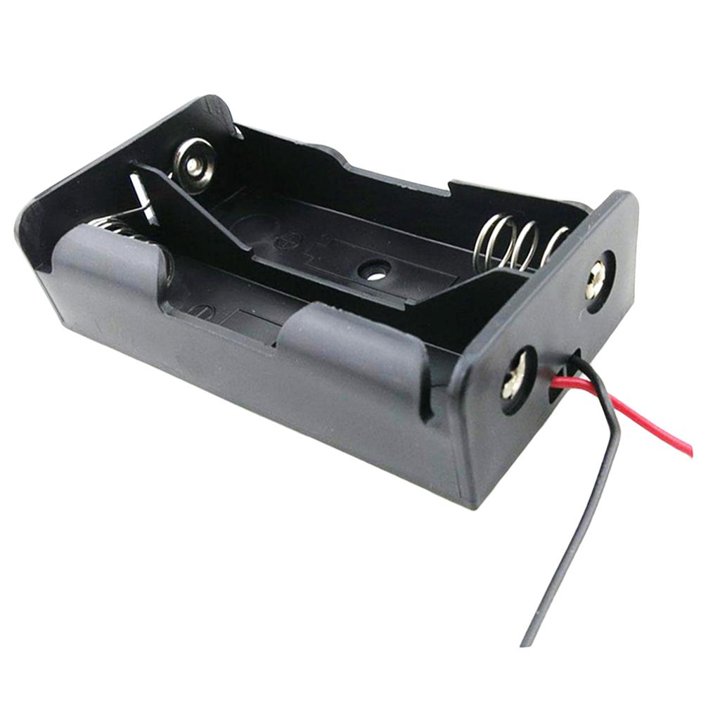Wire Lead Battery Storage Box Case Holder for 18650 Double Battery Black