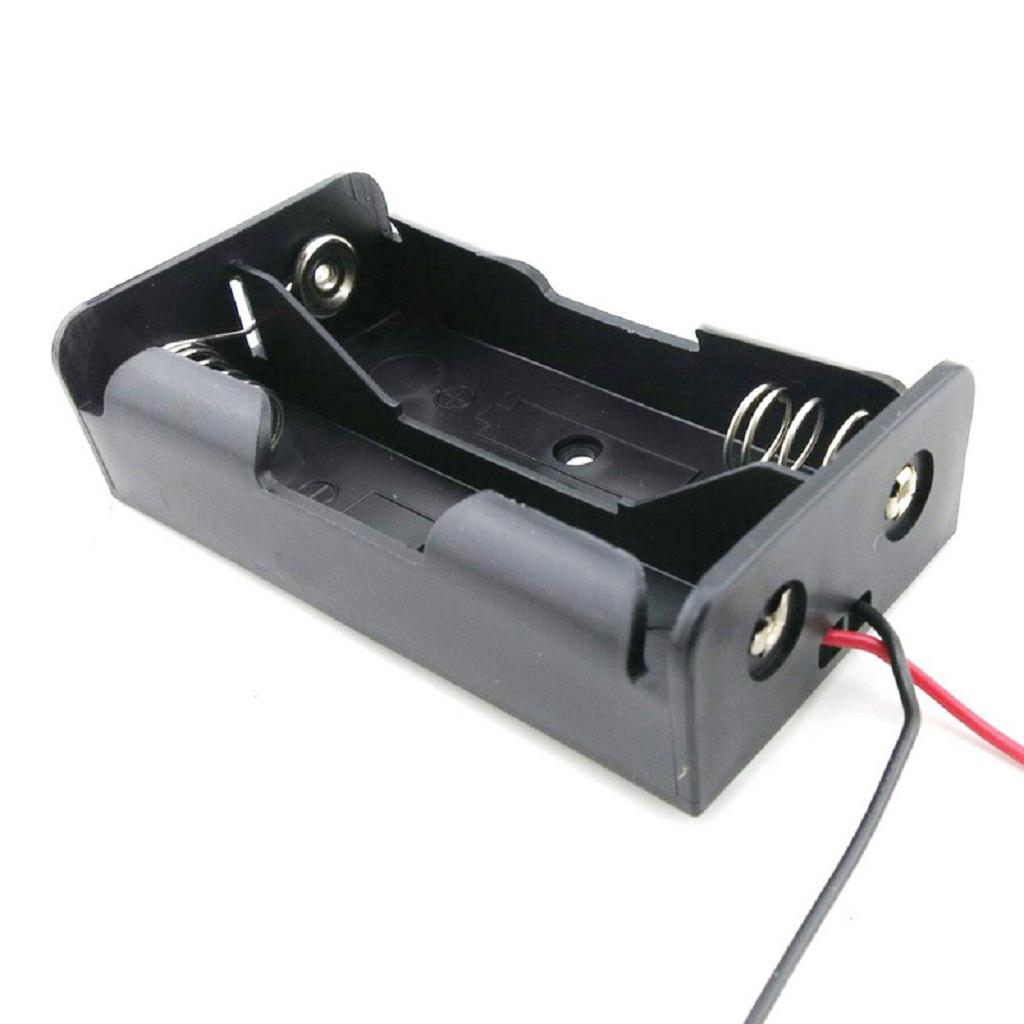 Wire Lead Battery Storage Box Case Holder for 18650 Double Battery Black