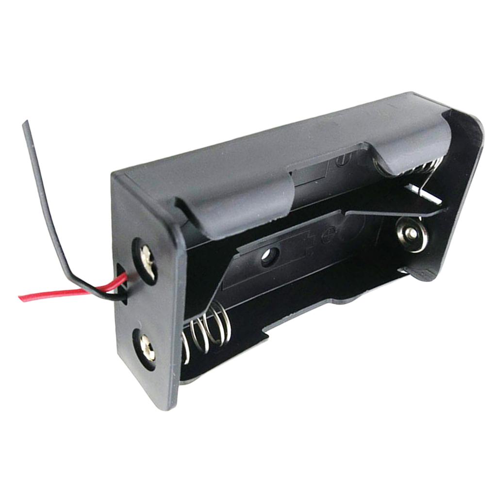 Wire Lead Battery Storage Box Case Holder for 18650 Double Battery Black