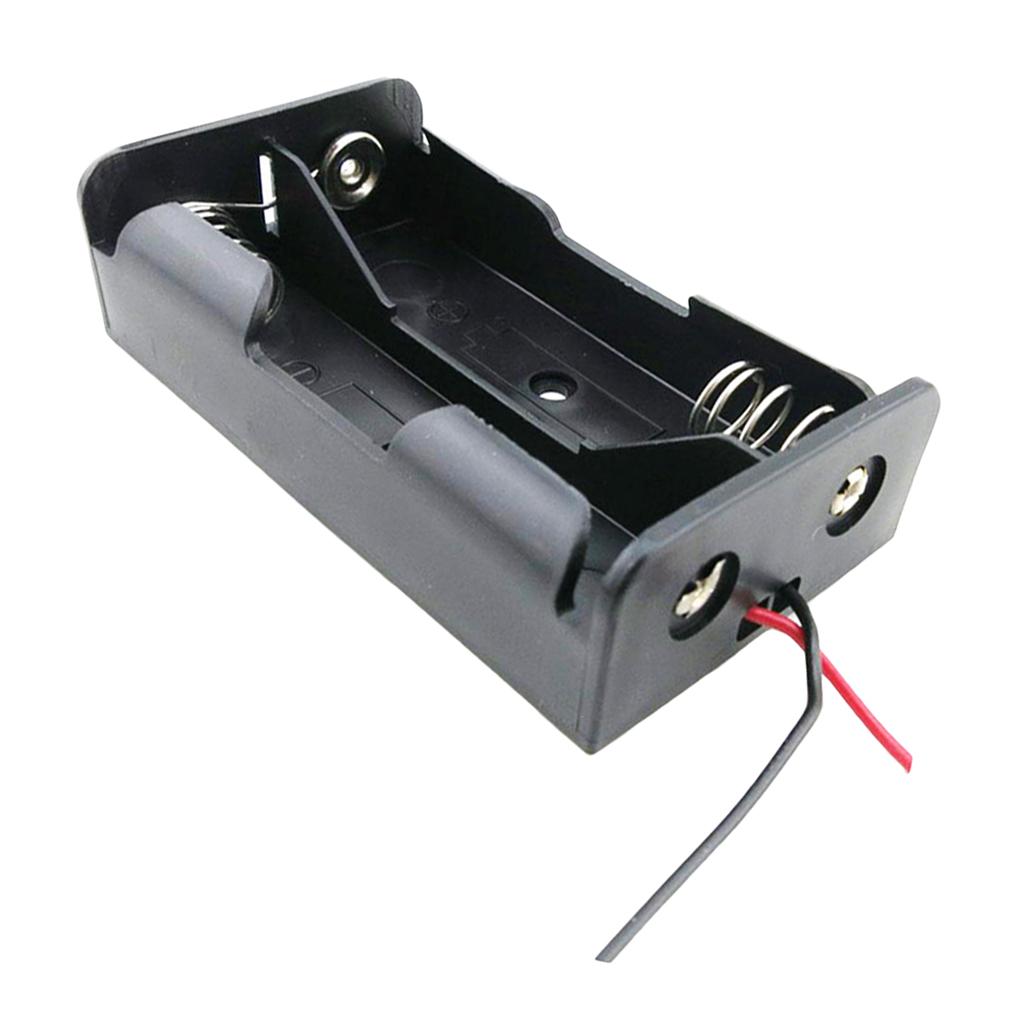 Wire Lead Battery Storage Box Case Holder for 18650 Double Battery Black