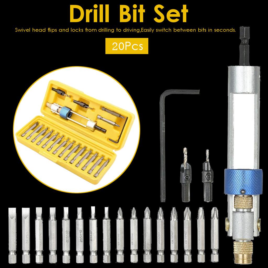 20Sets Drill Driver Multi Screwdriver Conversion Head Bits Sets Tool Kit