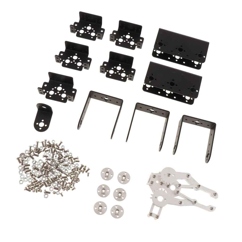 6DOF Assembly Mechanical Robot Arm DIY Kit Clamp Gripper Claw DIY Black