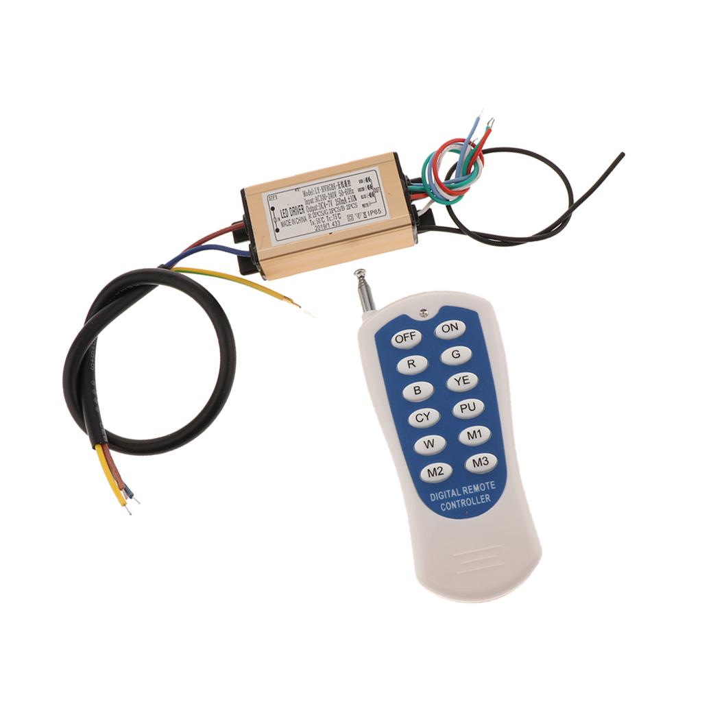 1 Piece 12 key wireless 6W 300MA RGB LED Driver + RGB Remote Controller