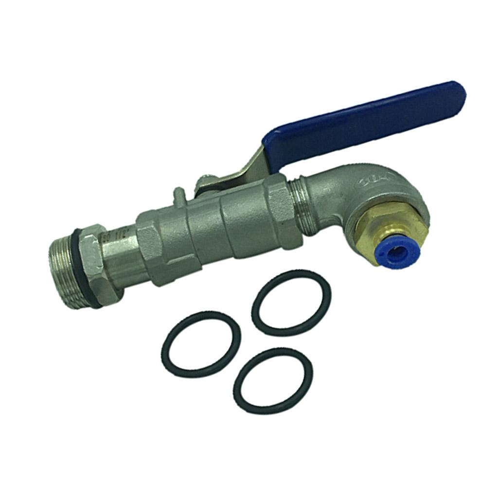 200L Oil Tank Drain Valve Faucet Tap PU Air Hose Adapter 90 Degree 1P 12mm