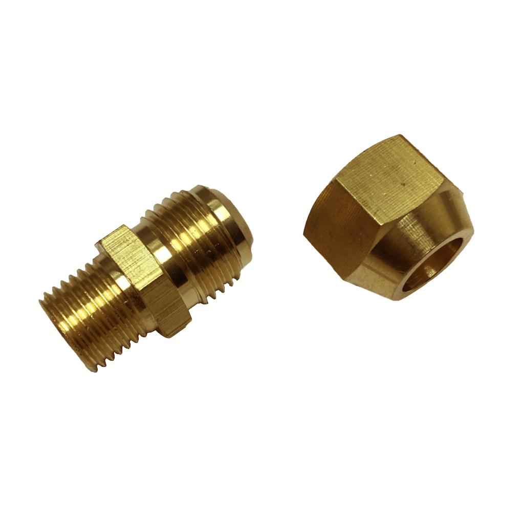 Brass 1/4" Male Adapter Connector Thread Fittings Tube with Flaring φ10mm