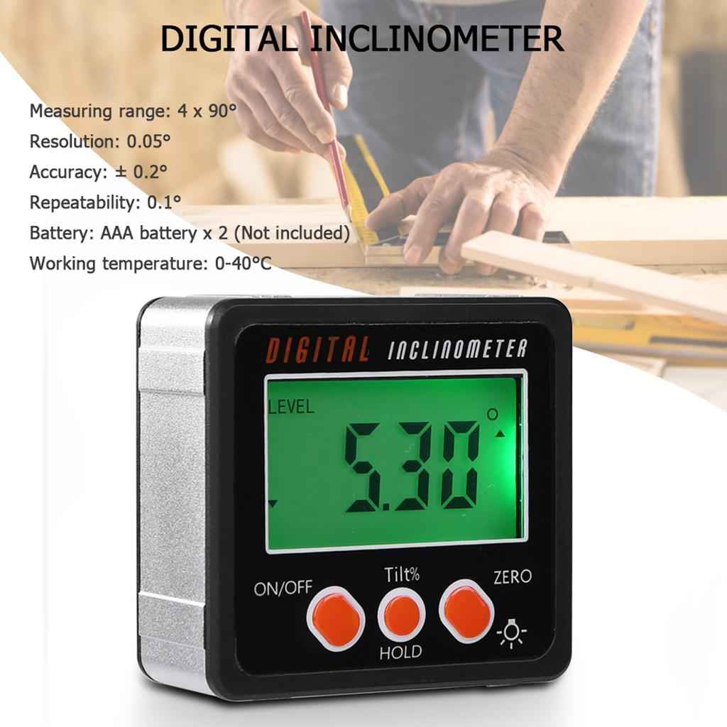 LED Digital Inclinometer Level Box Gauge Angle Meter Finder Protractor Black