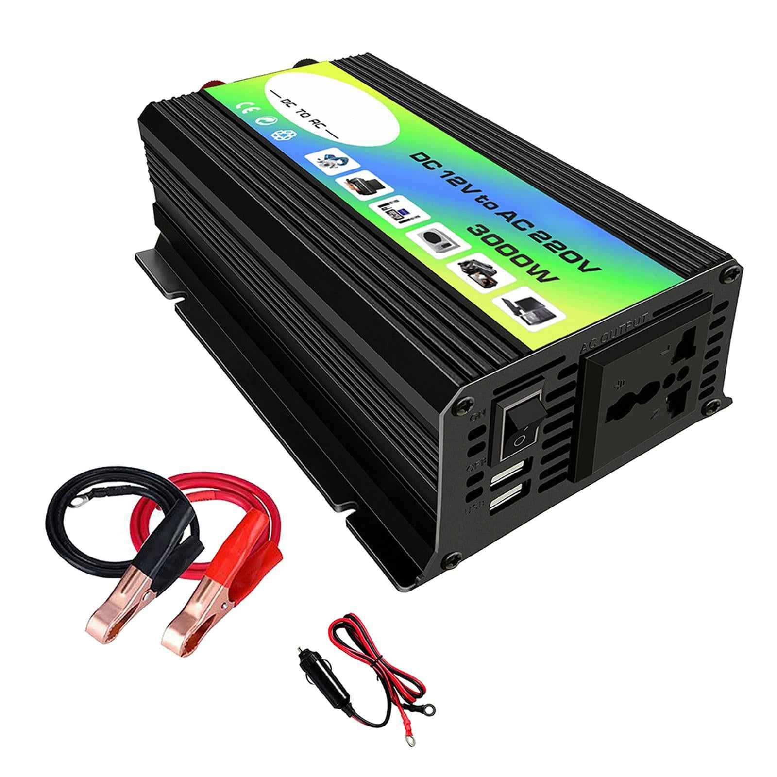 300W DC 12V to AC Inverter with 2 USB Charging Ports for Camping Outdoor Black 110V C