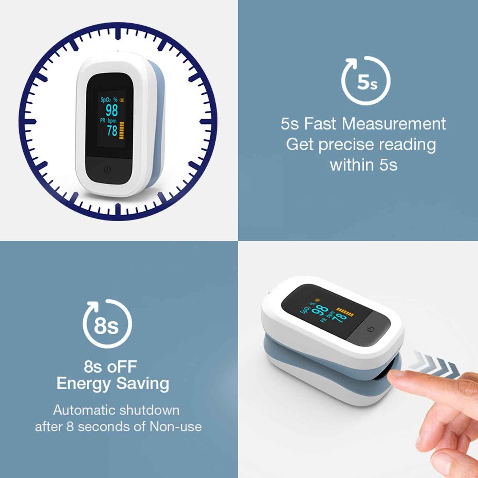 Digital Finger Oximeter Finger Clip Saturation Meter with Lanyard Home Tools
