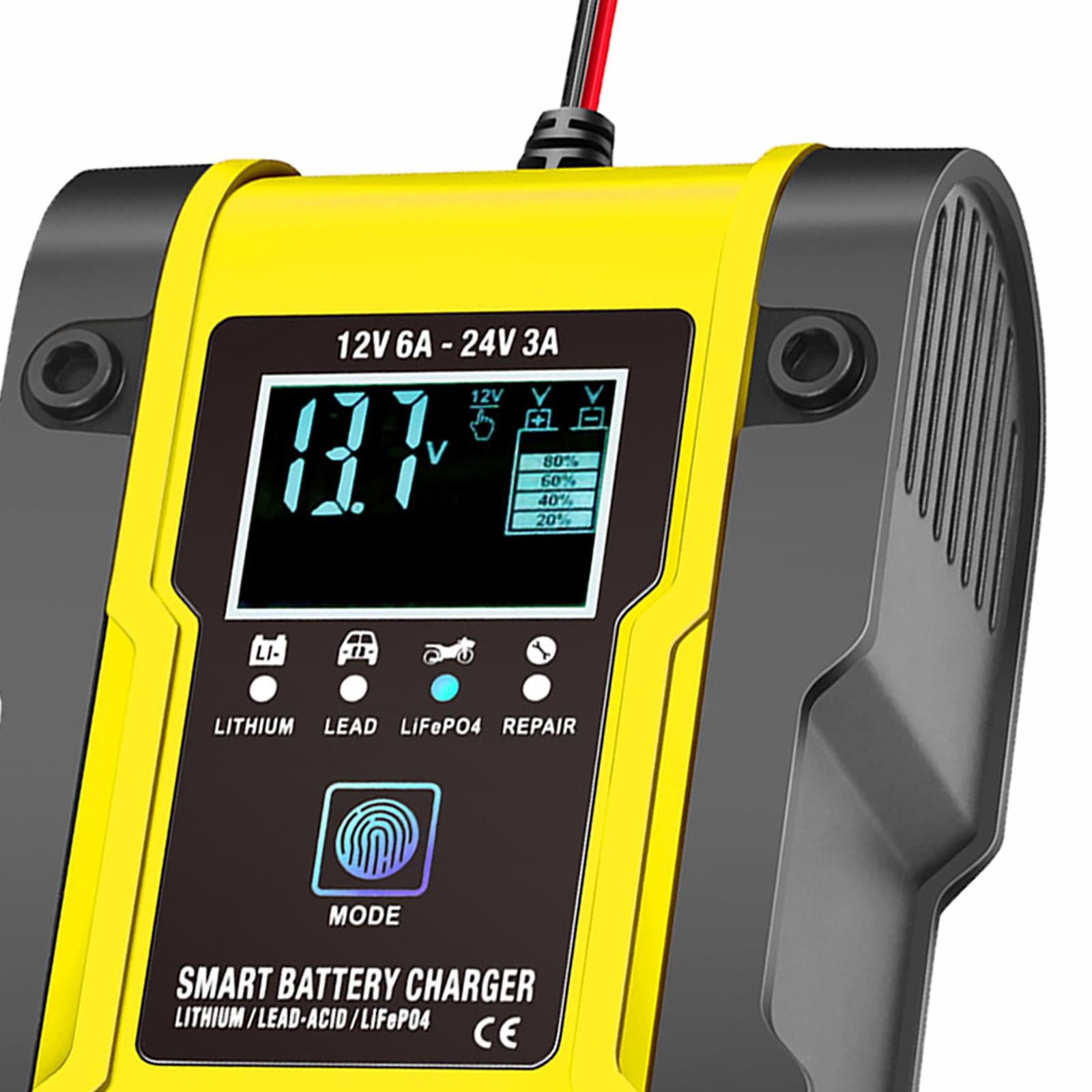 7-Stage Automatic Battery Charger 12V 24V Intelligent for Motorcycle Euplug